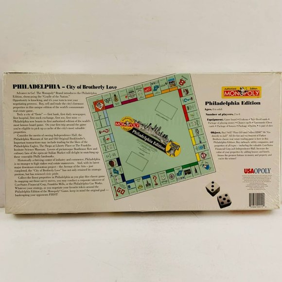 Vintage Monopoly Philadelphia Edition 1996 Board Game Eagles Phillies New Sealed - Picture 2 of 6